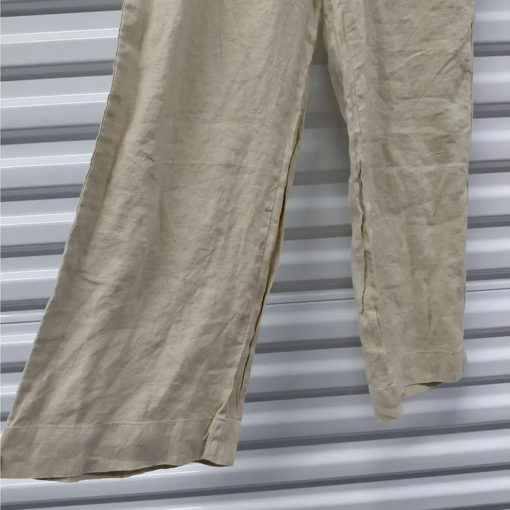Quince Women 100% European Linen Pants Size Medium Flax Wide Leg Vacation Travel